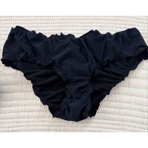 NEW Black Ruffle Bikini Bottoms 16W/18W High Waist Ruched Cheeky Swimwear Flowy